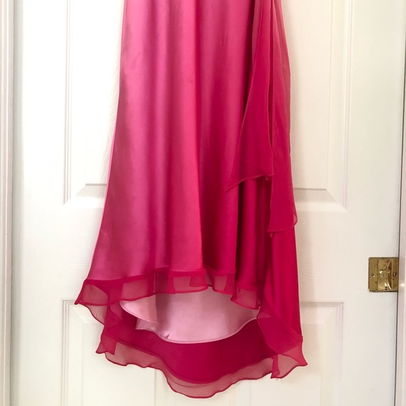 Cache Pink Ombré Satin Silk Halter Gown Dress - Picture 4 of 16